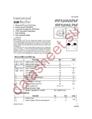 IRF520NSPBF datasheet  